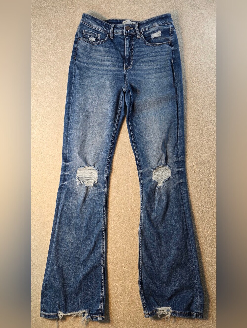 BKE Billie Slim Fit High Rise Bootcut Medium Wash Distressed Jeans Womens 30